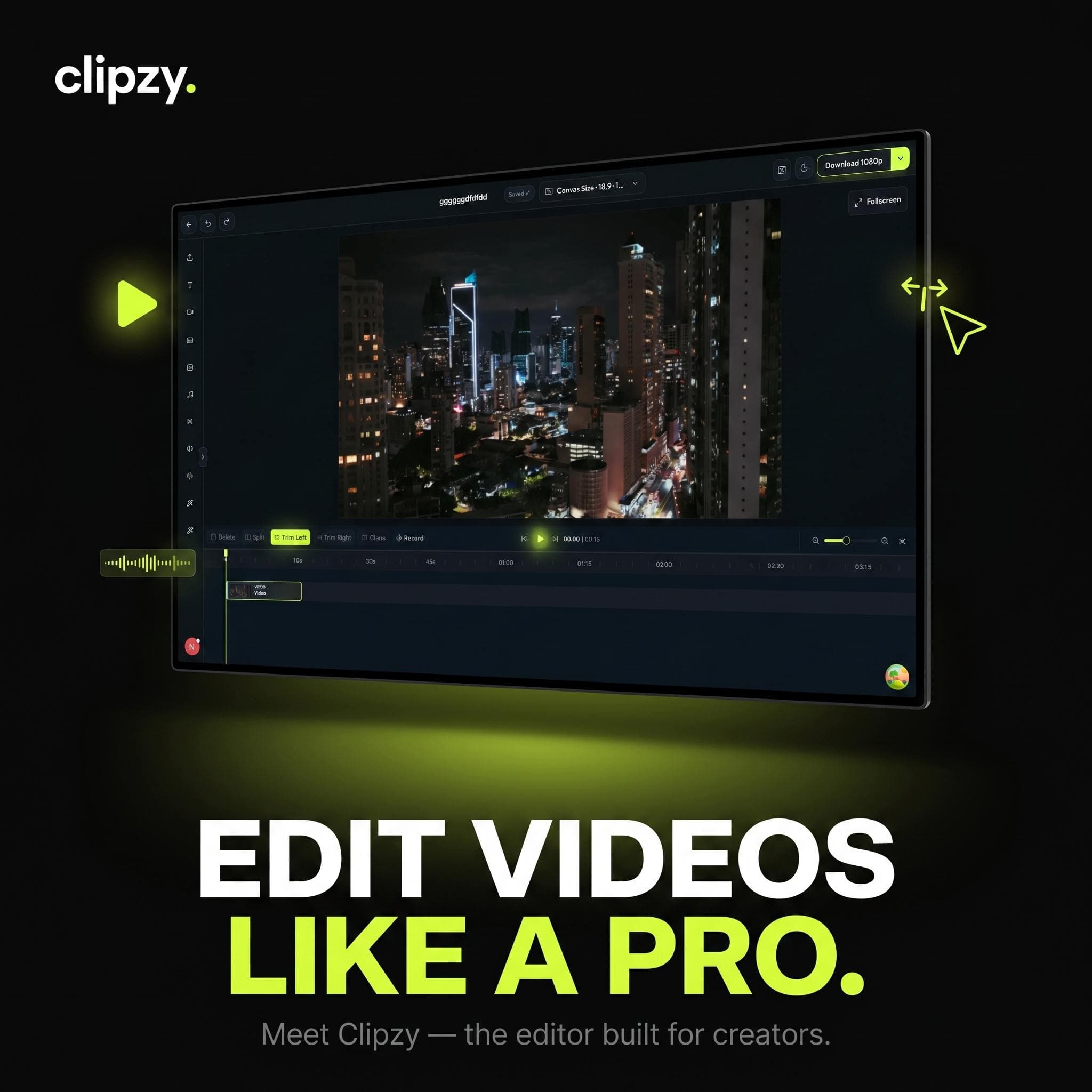 Clipzy editor workspace preview